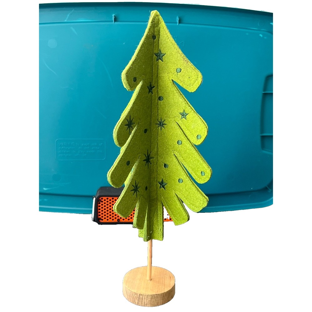 Colorful Christmas Tree Felt Table Decoration Embroidered Festive Playful Modern